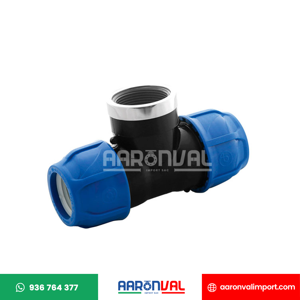 TEE CON ROSCA HEMBRA HDPE COMPRESIÓN PIMTAS